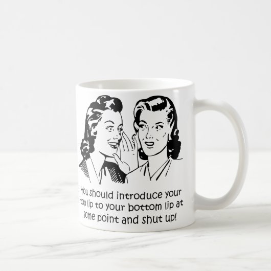 Lip to Lip Shut up Funny Mug oder Travel Mug Kaffeetasse (Rechts)
