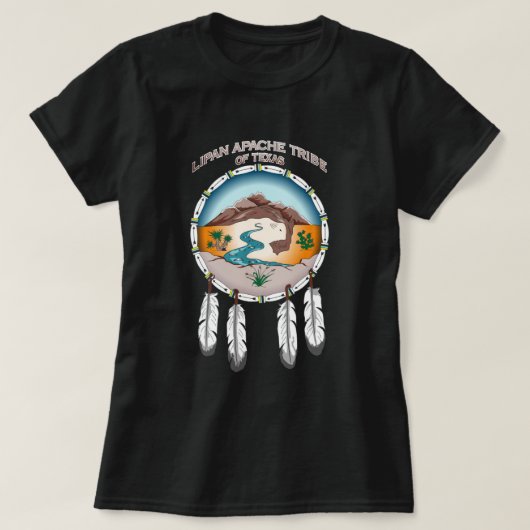 Lipan Apache Stamm des grundlegenden dunklen T-Shirt (Design vorne)