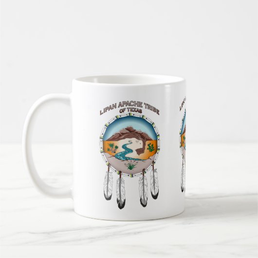 Lipan Apache Stamm von Texas 11 Unze-Weiß-Tasse Kaffeetasse (Links)