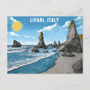 Lipari Italy Beach Ocean Rocks Postkarte