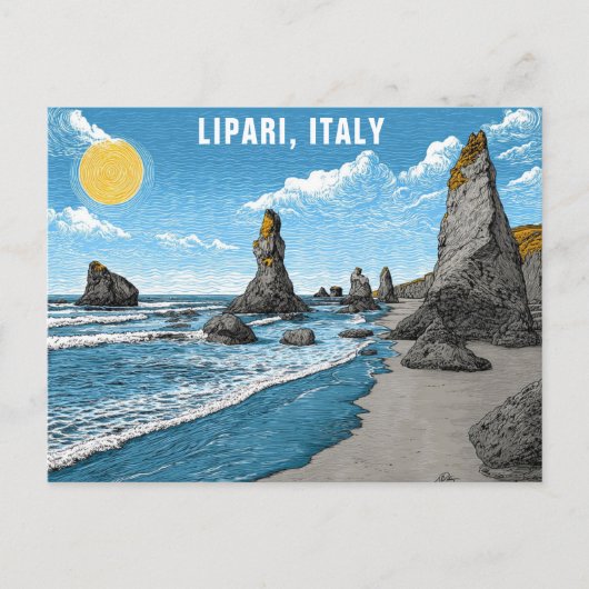 Lipari Italy Beach Ocean Rocks Postkarte (Vorderseite)