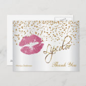 Lipcolor Hübsch Pink Lippen - Danke Postkarte (Vorne/Hinten)