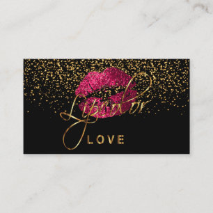 Lipcolor-Liebe mit goldenen Fetti- und Hot-Pink-Li Visitenkarte