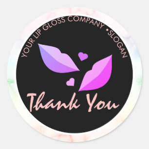 Lipgloss-Geschäft Logo Marmor Regenbogen Runder Aufkleber
