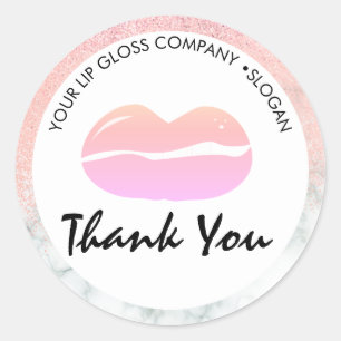 Lipgloss-Geschäft-Logo Marmorglitter Runder Aufkleber