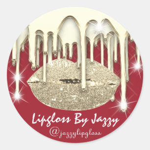 Lipgloss Makeup Gold Tropfen, die Red Ruby verpack Runder Aufkleber