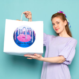 Lipgloss Makeup Pink Bluei Tropfen Packungsfolie Runder Aufkleber