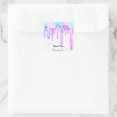 Lipgloss Makeup Pink Unicorn Tropfen Holograph Whi Quadratischer Aufkleber (Tasche)