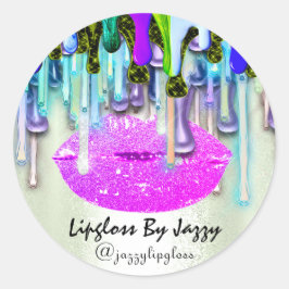 Lipgloss Makeup-Tropfen, die rosa Tropfen verpacke Runder Aufkleber