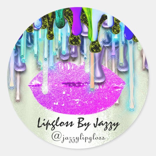 Lipgloss Makeup-Tropfen, die rosa Tropfen verpacke Runder Aufkleber (Vorderseite)