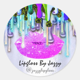 Lipgloss Makeup Tropfen Packen Pink Tropfen Blau Runder Aufkleber