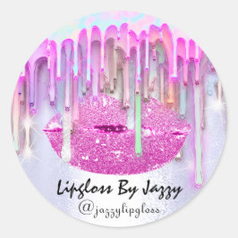 Lipgloss Makeup Tropfen Packen Pink Tropfen Blau Runder Aufkleber