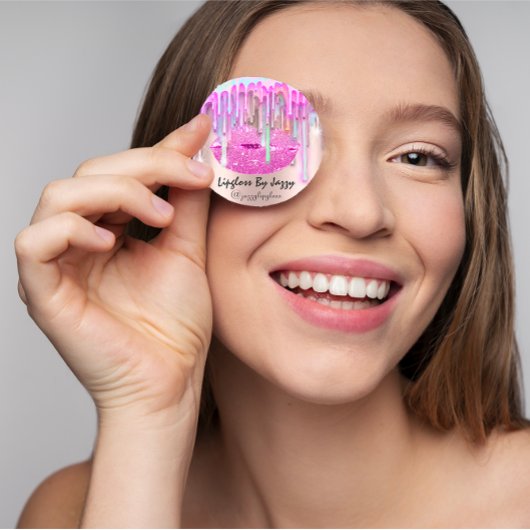 Lipgloss Makeup Tropfen Packen Pink Tropfen Rose Runder Aufkleber