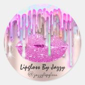Lipgloss Makeup Tropfen Packen Pink Tropfen Rose Runder Aufkleber (Vorderseite)