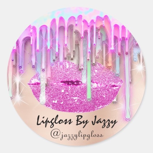 Lipgloss Makeup Tropfen Packen rosa Tropfen Runder Aufkleber (Vorderseite)