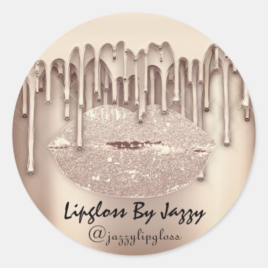 Lipgloss Makeup Tropfen Packen Tropfen Rose Gold Runder Aufkleber (Vorderseite)