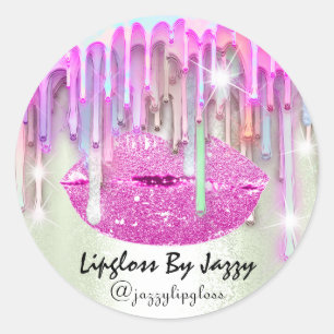 Lipgloss Makeup-Tropfen verpacken Pink Minze Grün Runder Aufkleber