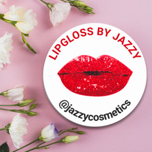 Lipgloss nach Namen Glitzer Werbemittel rotes Prod Runder Aufkleber