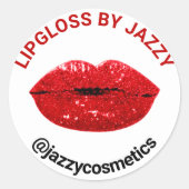 Lipgloss nach Namen Glitzer Werbemittel rotes Prod Runder Aufkleber (Vorderseite)
