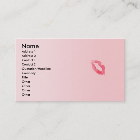 Lippen auf rosa Geschäft Visitenkarte (Vorderseite)