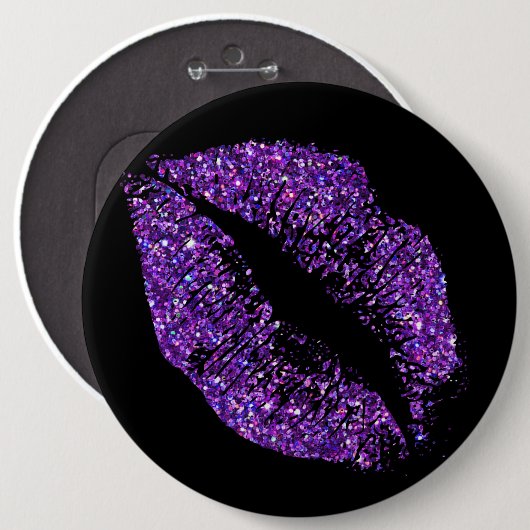 Lippen des lila Glitzer Button (Vorne & Hinten)