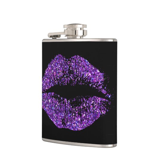 Lippen des lila Glitzer Flachmann (Links)