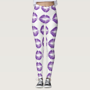 Lippen des lila Glitzer Leggings