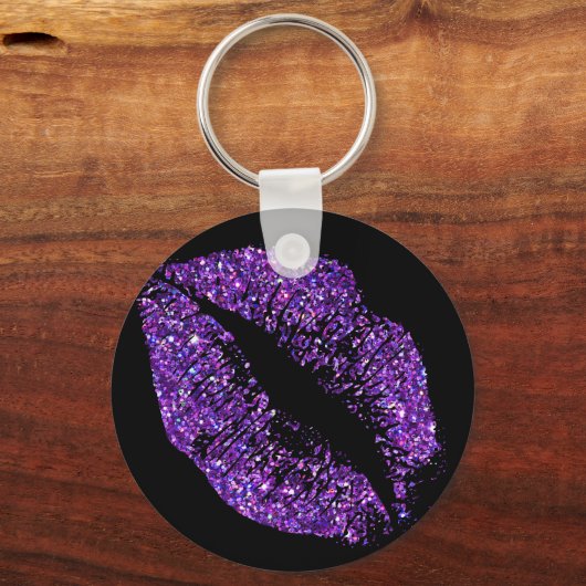 Lippen des lila Glitzer Schlüsselanhänger (Vorderseite)