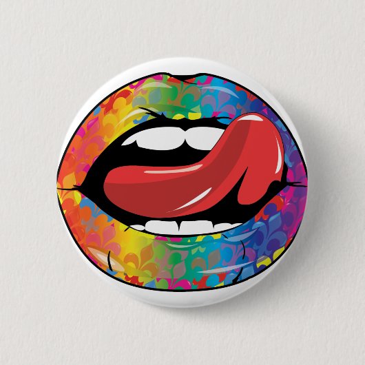 Lippen Fleur De Rainbow Licking Button (Vorderseite)