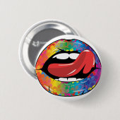 Lippen Fleur De Rainbow Licking Button (Vorne & Hinten)