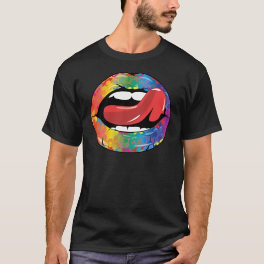 Lippen Fleur De Rainbow Licking T-Shirt (Vorderseite)