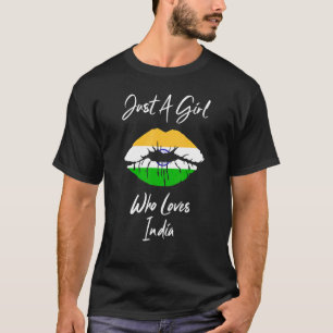 Lippen Frauen Mädchen Liebe Indische Flagge Indien T-Shirt