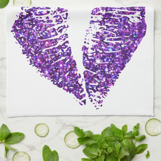 Lippen für lila Glitzer #2 Geschirrtuch (Gefaltet)
