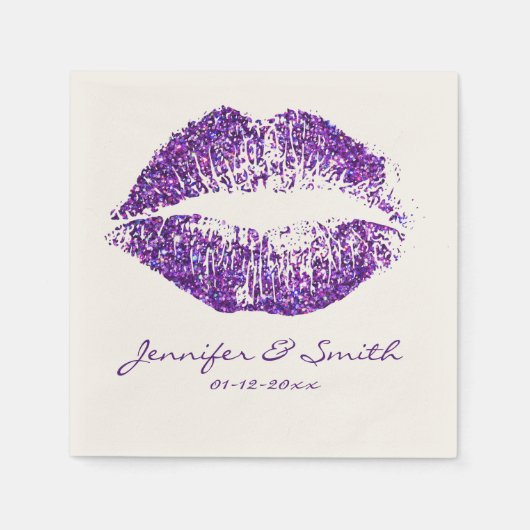 Lippen für lila Glitzer #2 Serviette (Vorderseite)