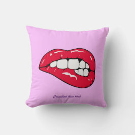 Lippen für persönliche Namen Hot Pink Girl Kissen
