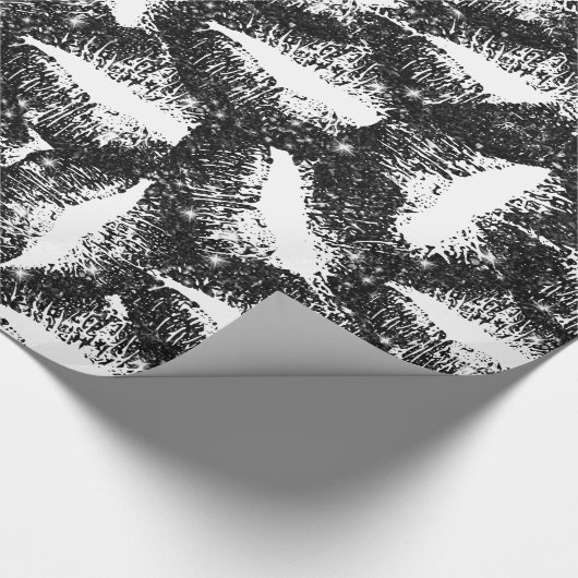 Lippen für schwarze Glitzer Geschenkpapier (Ecke)