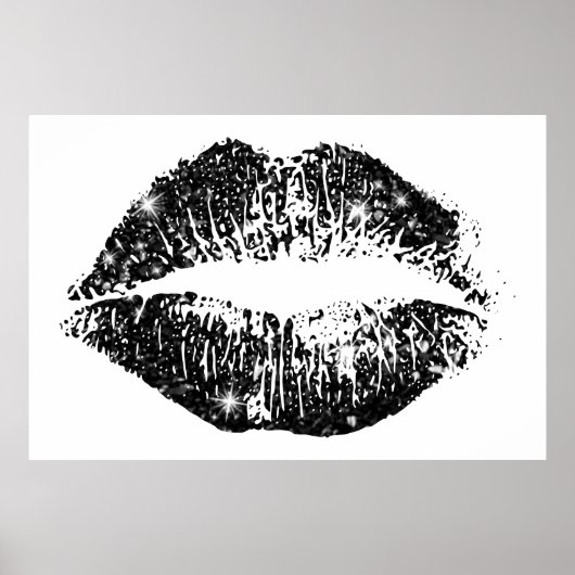 Lippen für schwarze Glitzer Poster (Vorne)