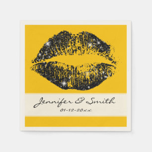 Lippen für schwarze Glitzer Serviette