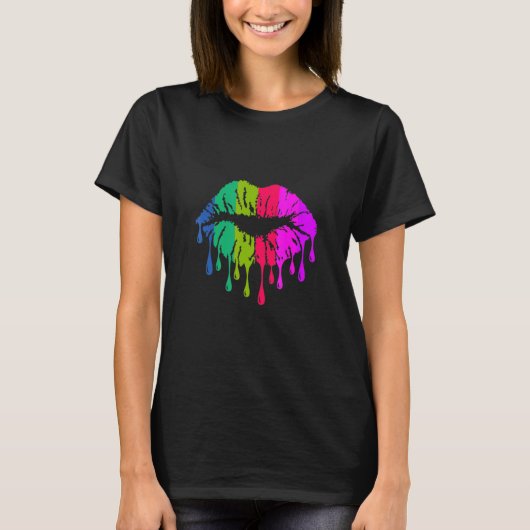 Lippen in hellen Farben küssen Lippenstift Küssen  T-Shirt (Vorderseite)