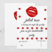 Lippen-Junggeselinnen-Abschied Einladung (Vorne/Hinten)