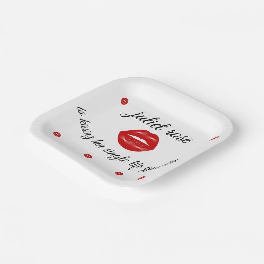 Lippen-Junggeselinnen-Abschied Pappteller (Gewinkelt)