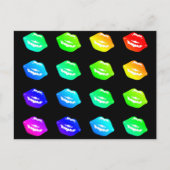 Lippen Küssen Farbenfrohe Regenbogenfarben Lipstic Postkarte (Vorderseite)