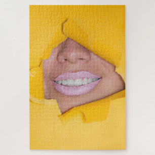 Lippen lächeln gelb puzzle