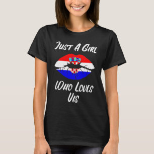 Lippen Liebe Kroatien Flagge Vis T-Shirt