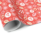 Lippen, Liebe und Herz - Valentinstag Muster Geschenkpapier (Rolleneckpunkt)
