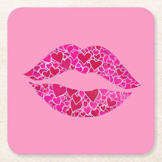Lippen lieben 01 rechteckiger pappuntersetzer (Vorderseite)