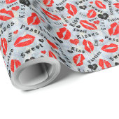 Lippen, Lippenstift-Drucke, Kuss. Geschenkpapier (Rolleneckpunkt)
