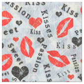 Lippen, Lippenstift-Drucke, Kuss. Stoff (Nahaufnahme)