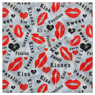 Lippen, Lippenstiftabdrücke, Kuss. Stoff