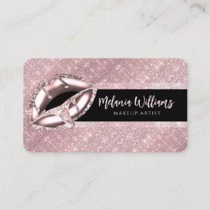 Lippen Makeup Artist Trendy Black Rose Gold Glitze Visitenkarte